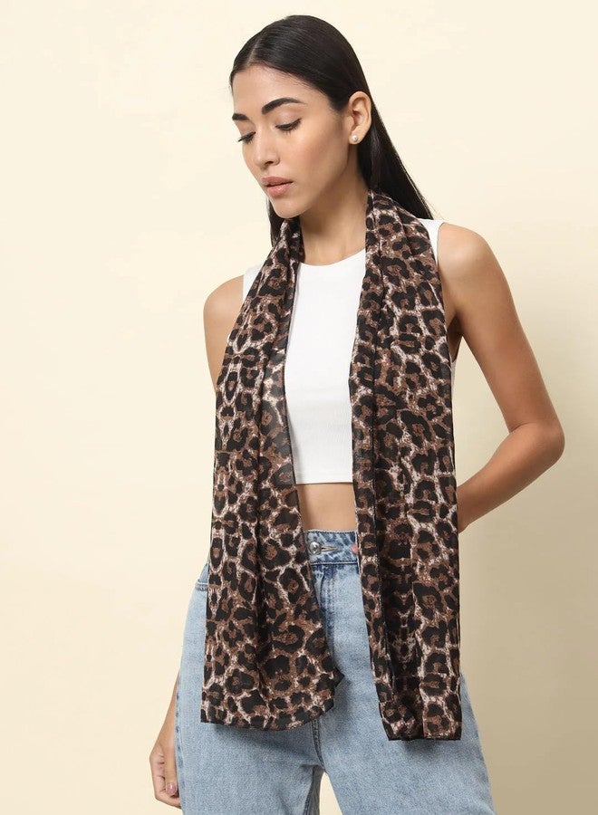 CaySep Women Silky Leopard Print Scarf - Print Florals Shawl Long Lightweight Sunscreen Scarf for Travel - Image 4